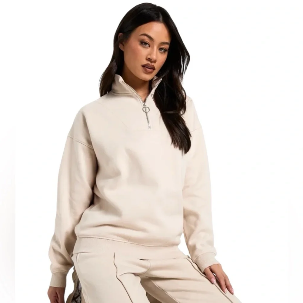 Pale Beige Quarter-Zip Sweater - Picture 1 of 7
